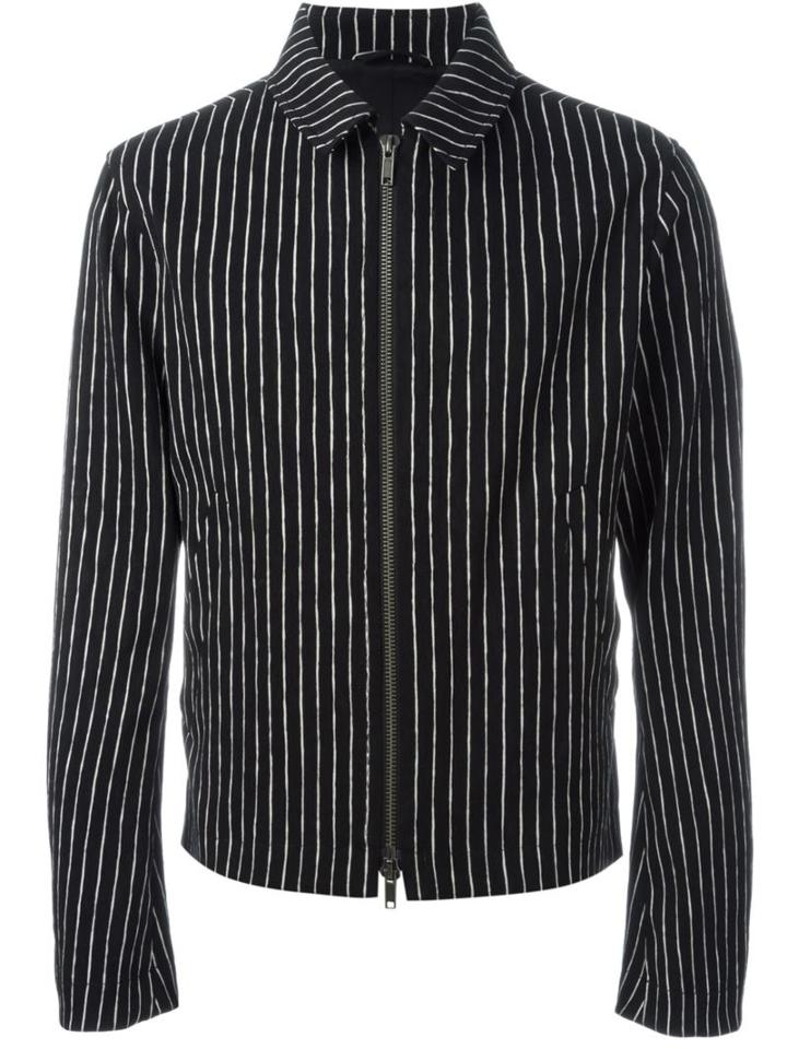 Haider Ackermann Striped Zip Front Jacket, Men's, Size: Medium, Black, Cotton/rayon/viscose