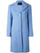 Versace Single Breasted Coat, Women's, Size: 42, Blue, Spandex/elastane/rayon/wool