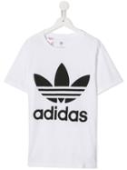 Adidas Kids Teen Trefoil Logo Print T-shirt - White