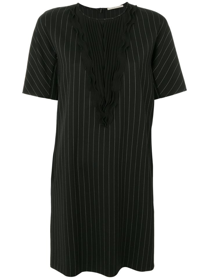 Marco De Vincenzo Pleated Front Striped Dress - Black
