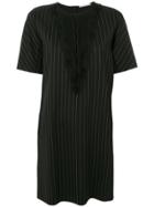 Marco De Vincenzo Pleated Front Striped Dress - Black