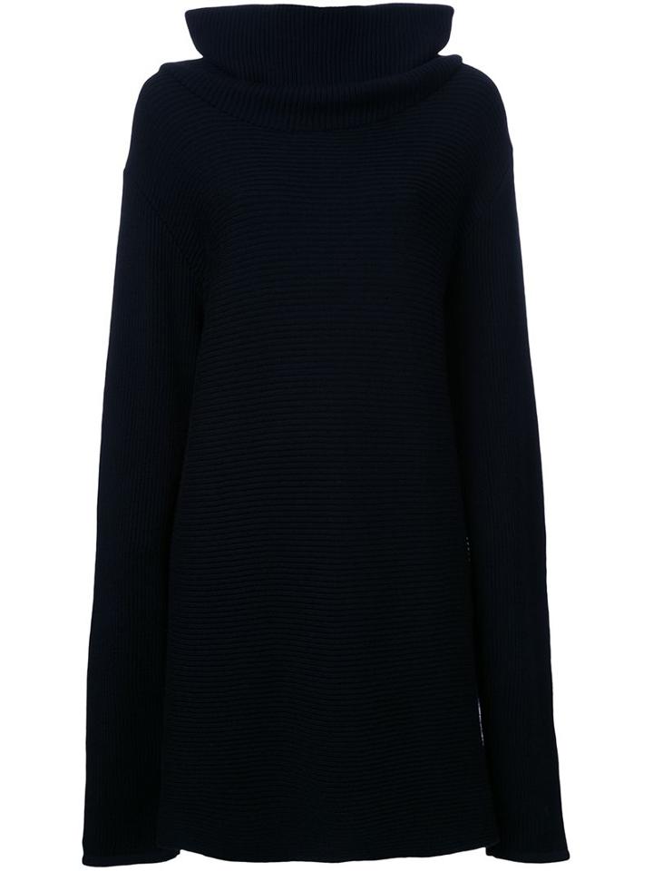 Strateas Carlucci Ribbed Oversized Dress, Women's, Size: Large, Black, Wool