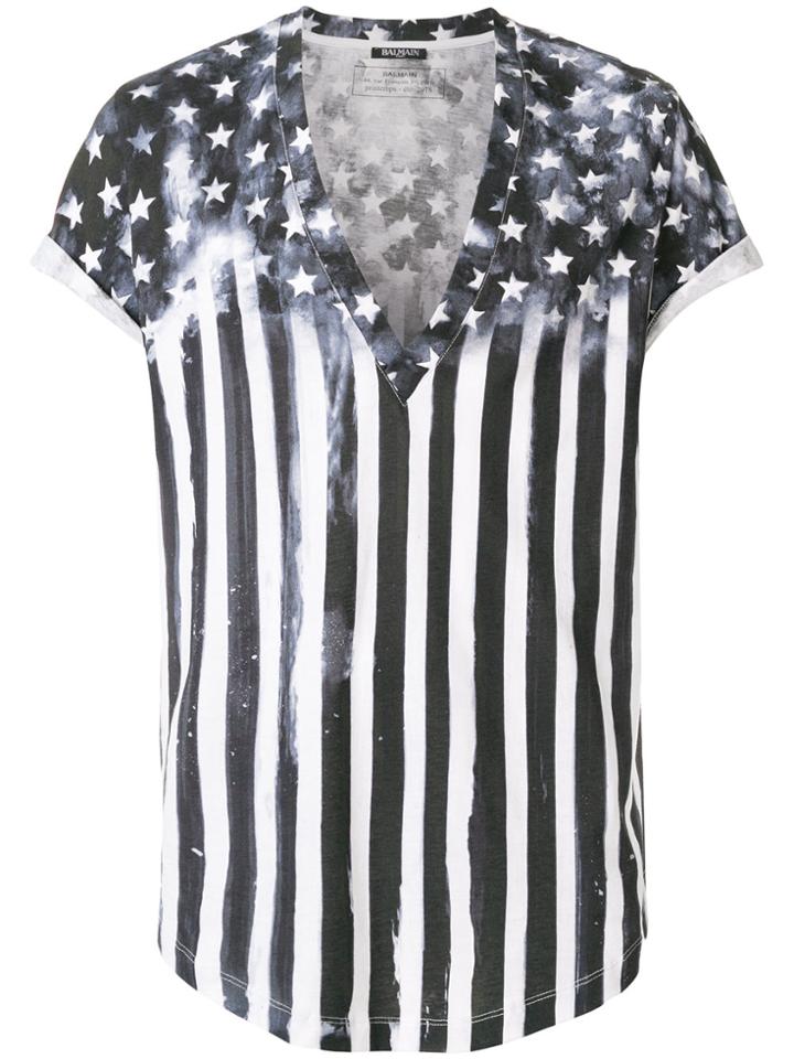 Balmain Stars And Stripes T-shirt - Blue