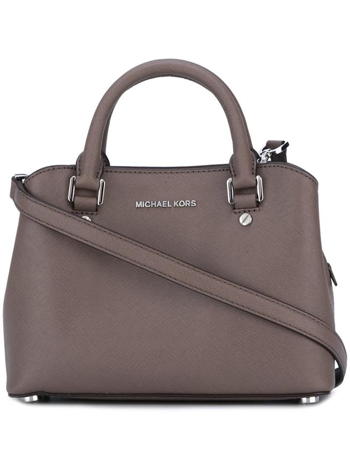 Michael Michael Kors Small Boxy Zipped Tote, Women's, Grey, Calf Leather