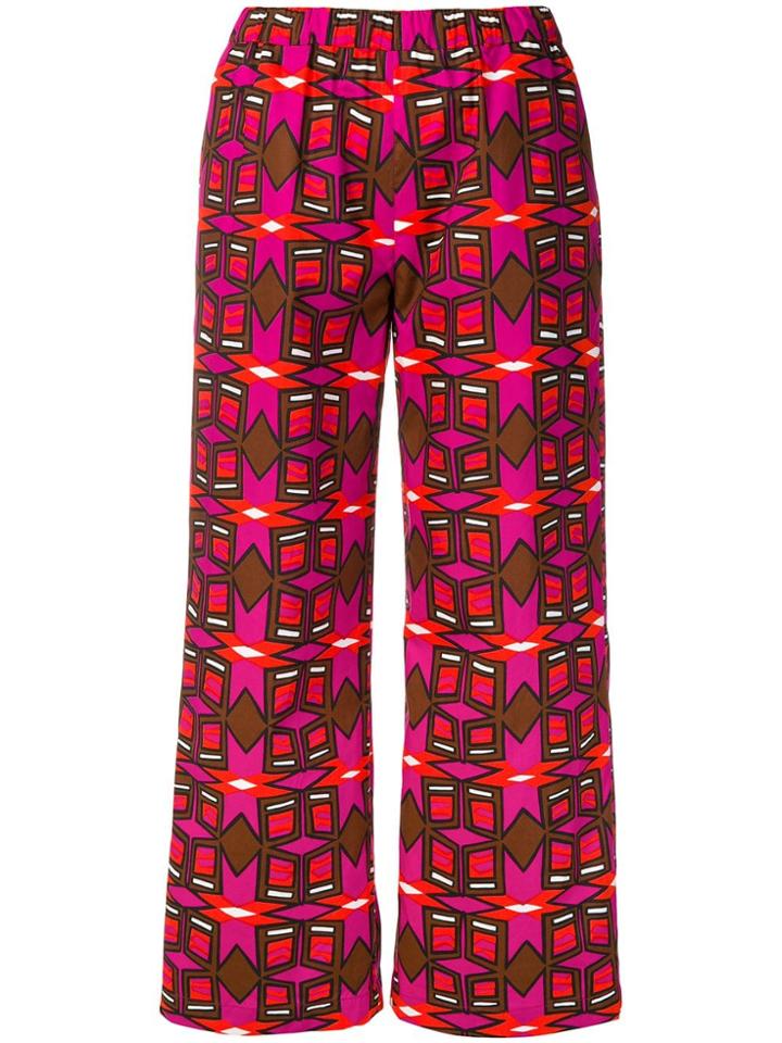 Aspesi Geometric Print Cropped Trousers - Pink