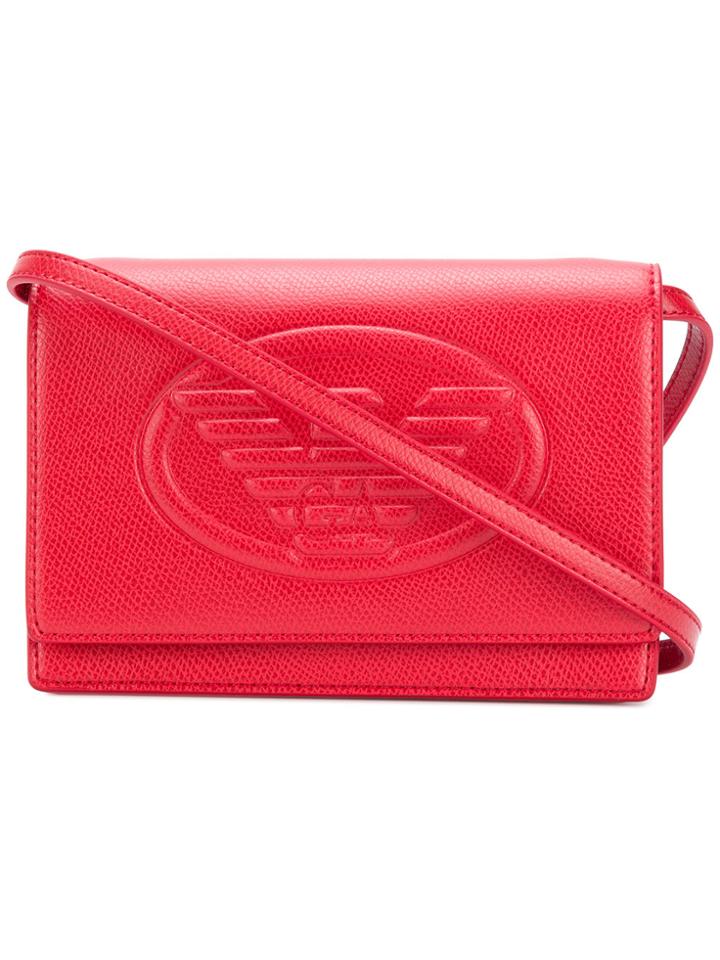 Emporio Armani Front Logo Crossbody Bag - Red