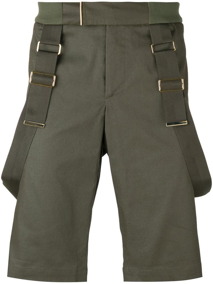 Les Hommes Strap Detail Shorts, Men's, Size: 50, Green, Cotton/nylon/spandex/elastane