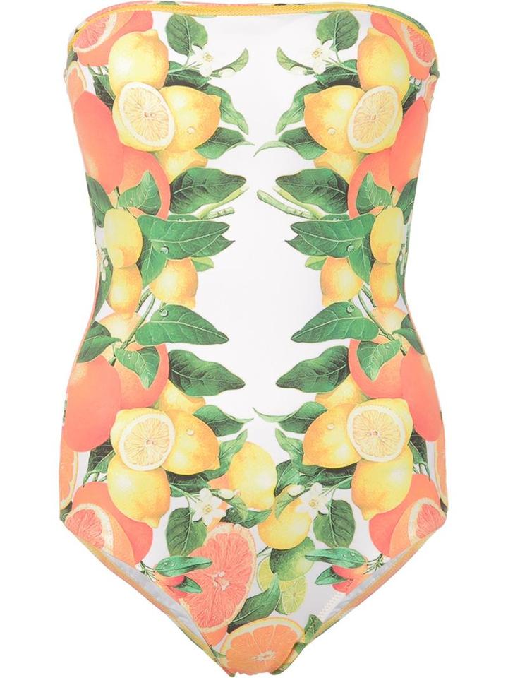 Stella Mccartney Citrus Print Swimsuit, Women's, Size: Small, Yellow/orange, Nylon/polyester/spandex/elastane