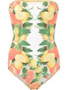 Stella Mccartney Citrus Print Swimsuit, Women's, Size: Small, Yellow/orange, Nylon/polyester/spandex/elastane