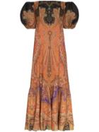 Etro Off-the-shoulder Paisley Dress - Brown