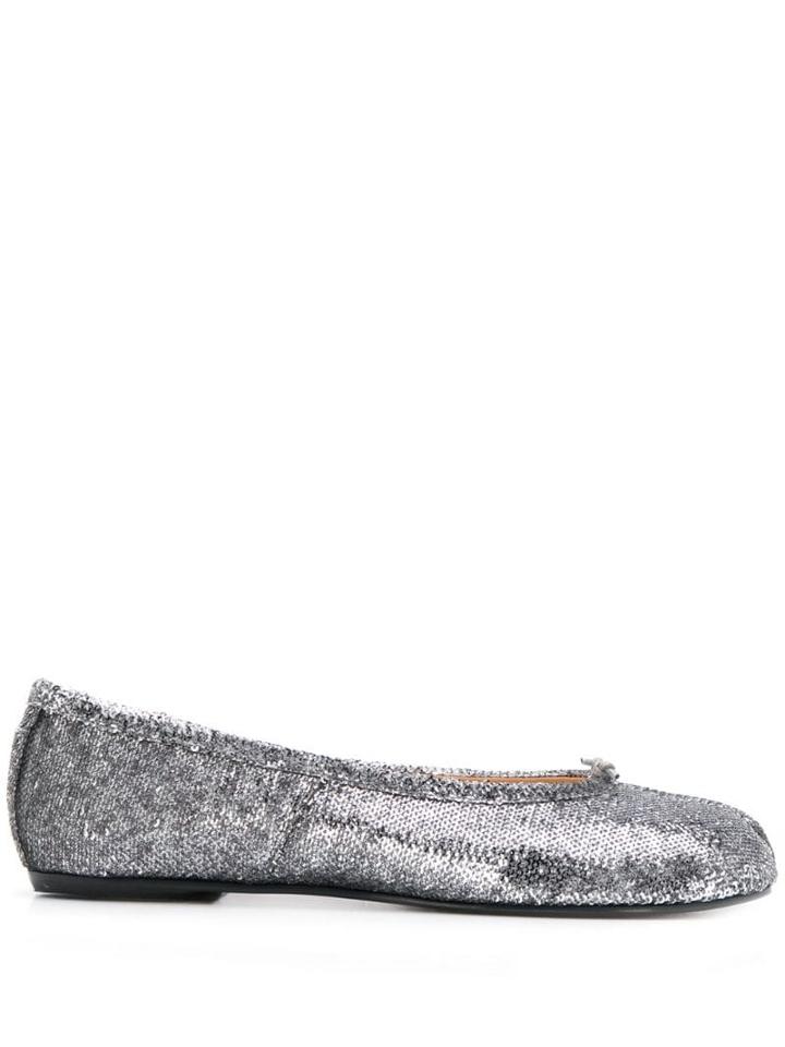 Maison Margiela Tabi Sequin Ballerina Shoes - Silver