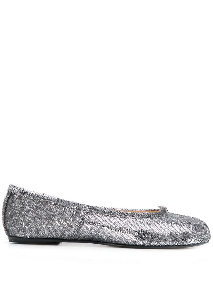 Maison Margiela Tabi Sequin Ballerina Shoes - Silver