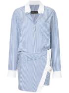 Alexandre Vauthier Striped Overlap Tunic Dress - Blue