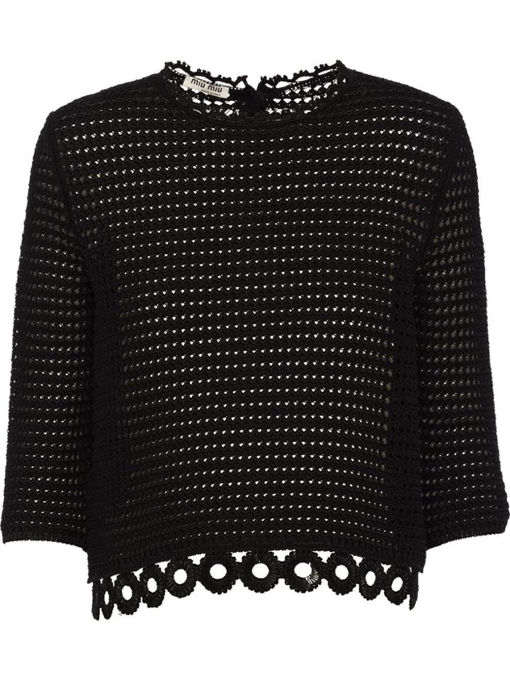 Miu Miu Cotton Crochet Top - Black