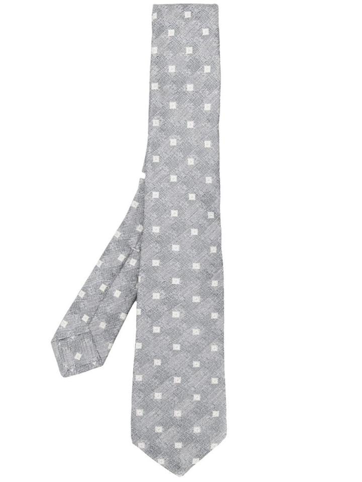Kiton Square Patterned Tie - Grey