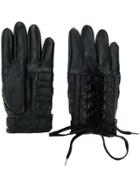 Ktz Lace-up Biker Gloves - Black