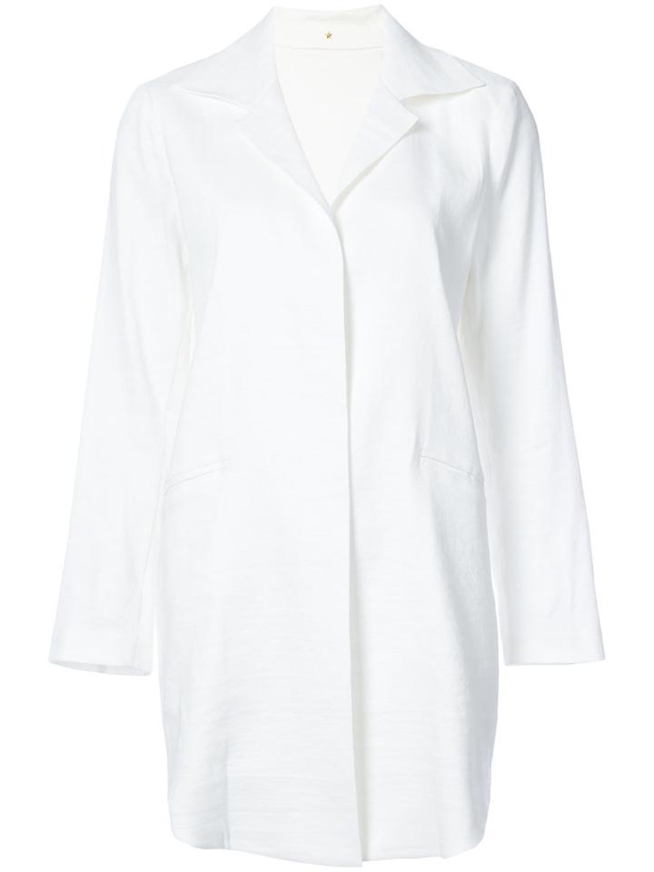 Peter Cohen - Patch Pockets Coat - Women - Linen/flax/spandex/elastane/viscose - L, White, Linen/flax/spandex/elastane/viscose