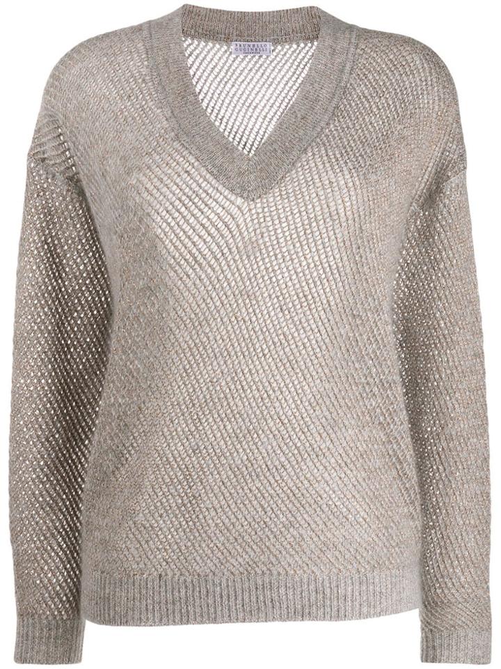 Brunello Cucinelli V-neck Sweatshirt - Grey