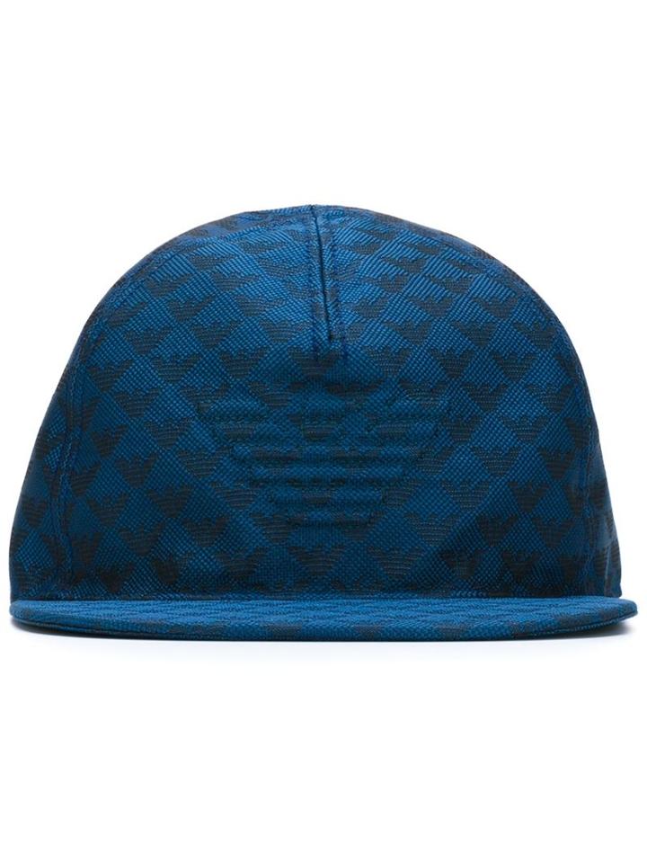 Emporio Armani Woven Logo Baseball Cap, Men's, Size: Medium, Blue, Polyester