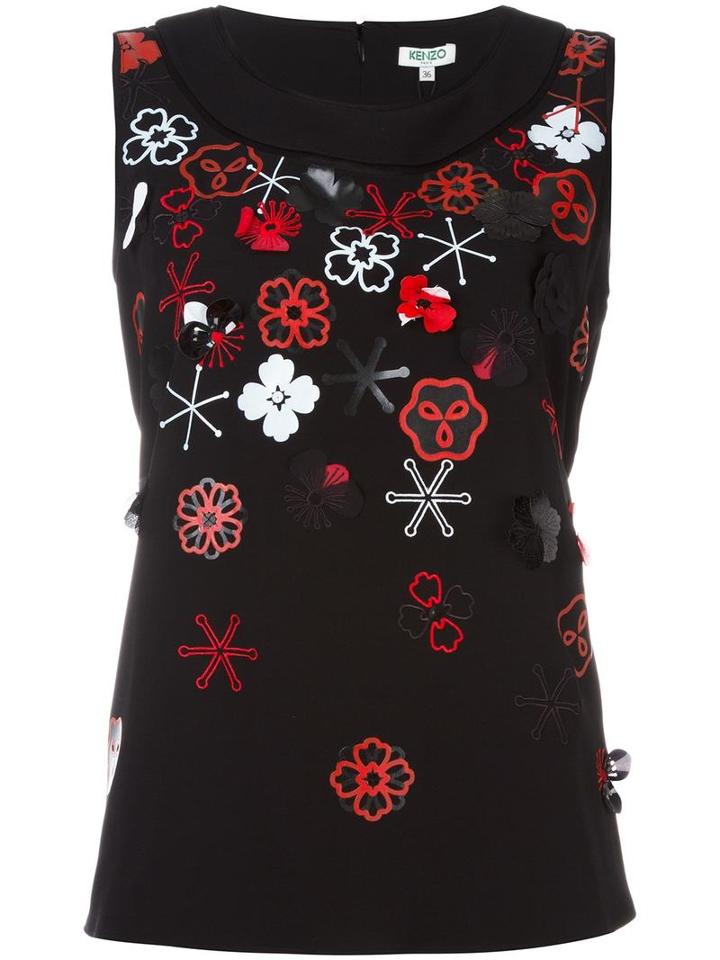Kenzo 'tanami Flower' Top, Women's, Size: 38, Black, Triacetate/polyester
