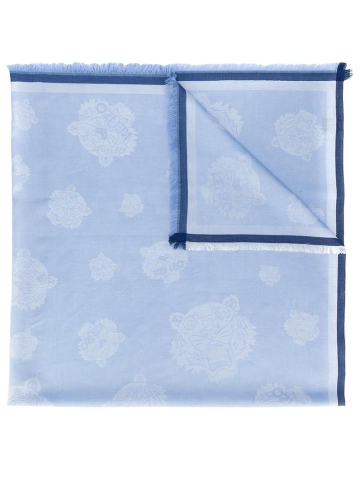 Kenzo Multi Tiger Scarf, Adult Unisex, Blue, Cotton/modal