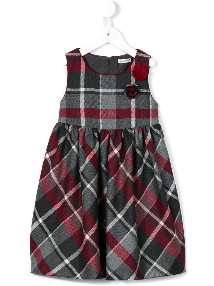 Dolce & Gabbana Kids Tartan Check Dress, Girl's, Size: 10 Yrs, Grey