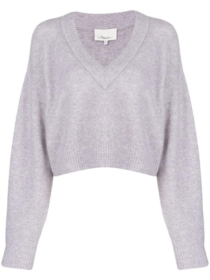 3.1 Phillip Lim Knitted Crop Jumper - Pink & Purple
