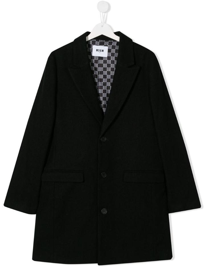 Msgm Kids Teen Single Breasted Coat - Black