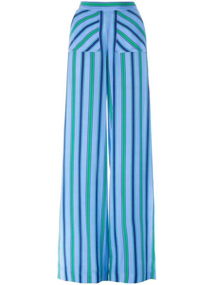 Msgm Striped Palazzo Pants, Women's, Size: 40, Blue, Silk/polyester