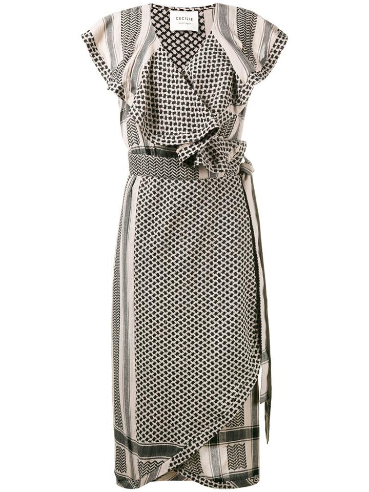 Cecilie Copenhagen - Keffiyeh Ruffled Sleeve Dress - Women - Cotton - 2, Women's, Nude/neutrals, Cotton