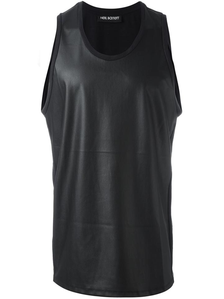 Neil Barrett Plain Tank Top, Men's, Size: Medium, Black, Cotton/polyester