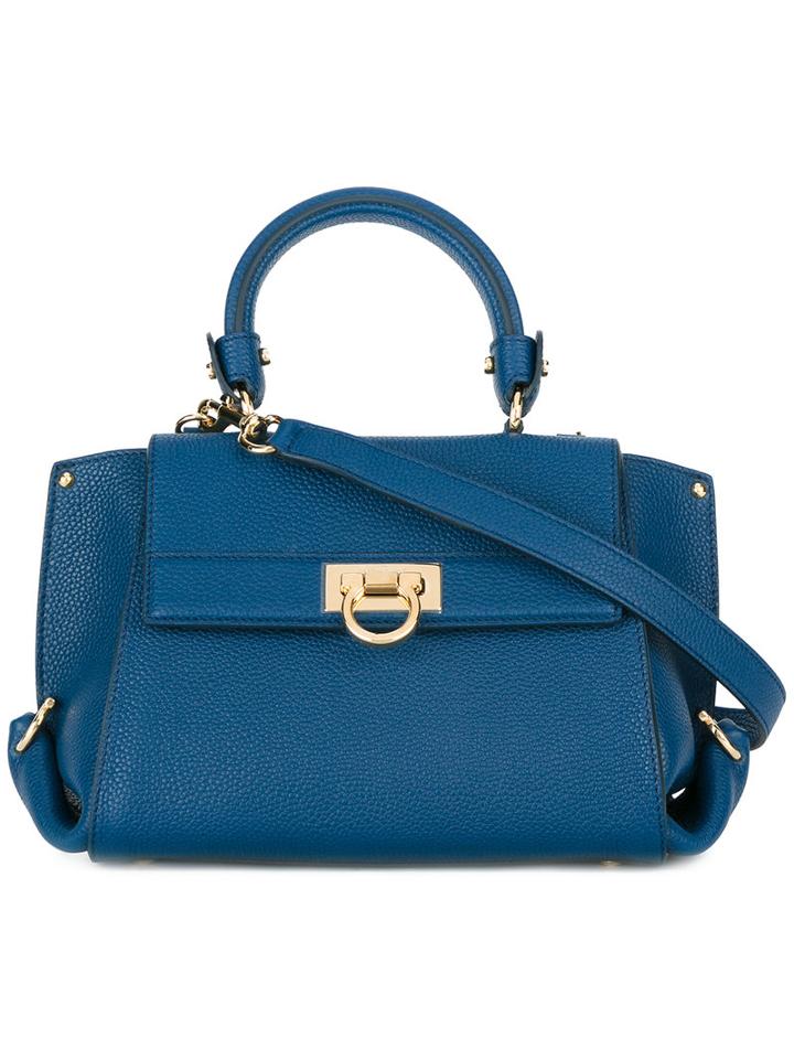 Salvatore Ferragamo Sofia Tote, Women's, Blue, Leather