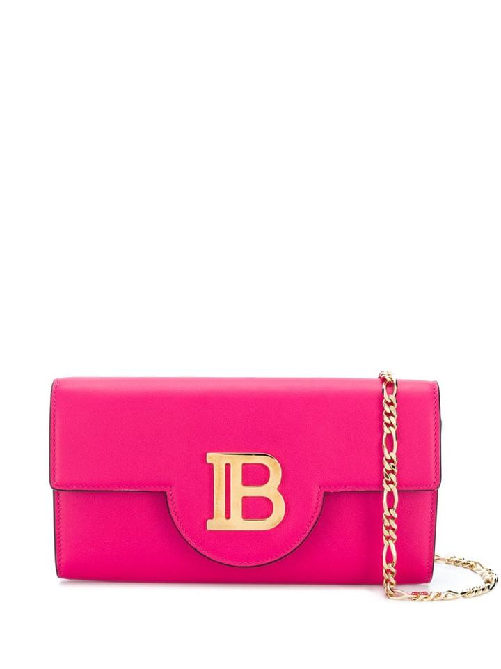 Balmain Logo Plaque Chain Wallet - Pink