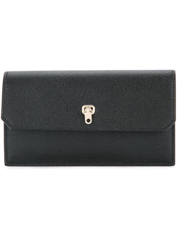 Valextra Flip Lock Wallet - Black