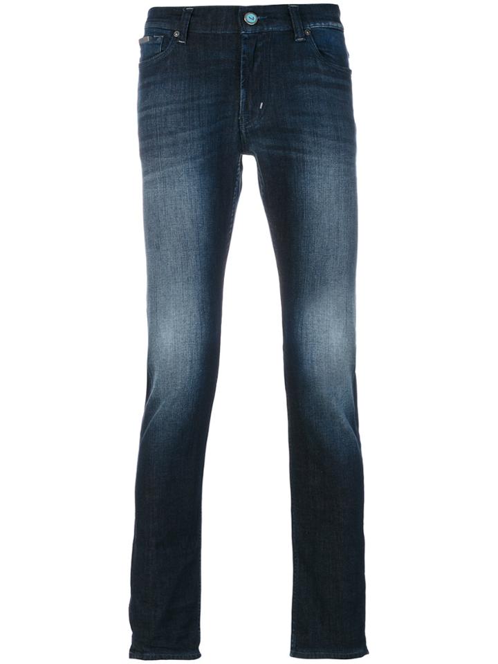7 For All Mankind Faded Straight-leg Jeans - Blue