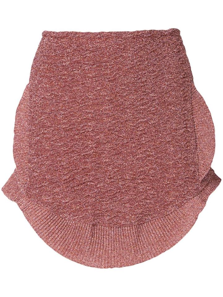 Esteban Cortazar Metallic Knit Peplum Skirt - Pink