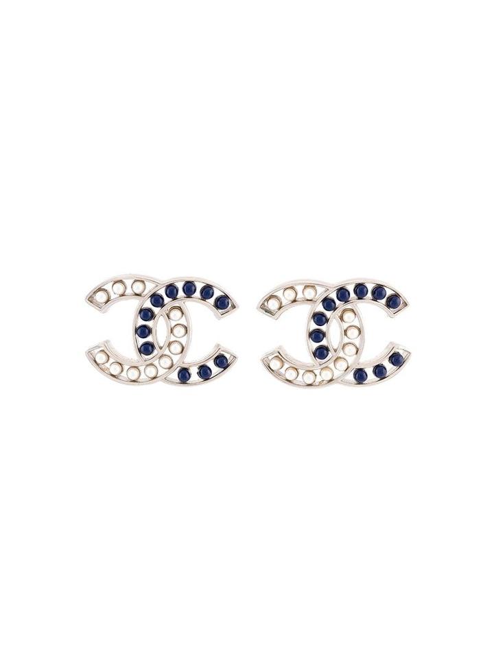 Chanel Vintage Cc Bubble Earrings, Women's, Metallic