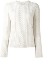 Red Valentino Cable Knit Sweater, Women's, Size: Xs, Nude/neutrals, Virgin Wool