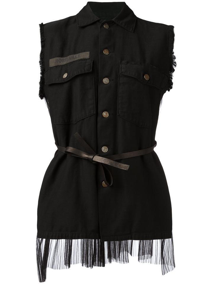 Pihakapi Sleeveless Tie-waist Jacket, Women's, Size: Xs, Black, Cotton/polyamide/leather