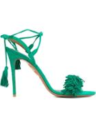 Aquazzura Wild Thing Sandals, Women's, Size: 38.5, Green, Suede/leather