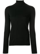 Liu Jo Studded Sleeve Turtleneck Sweater - Black