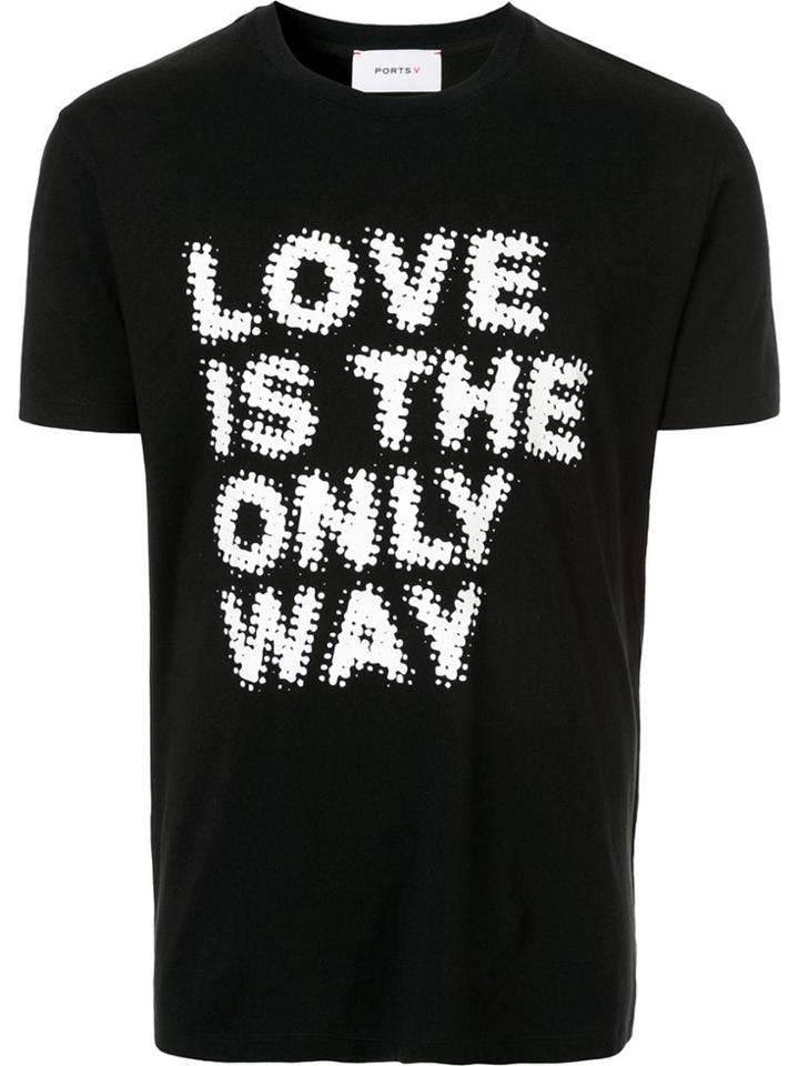 Ports V Slogan T-shirt - Black