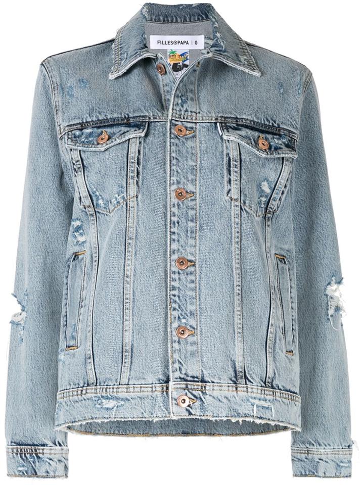 Filles A Papa Distressed Denim Jacket - Blue