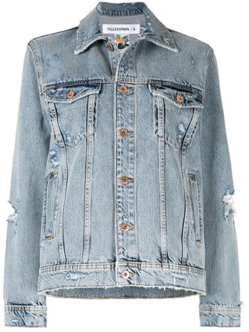 Filles A Papa Distressed Denim Jacket - Blue
