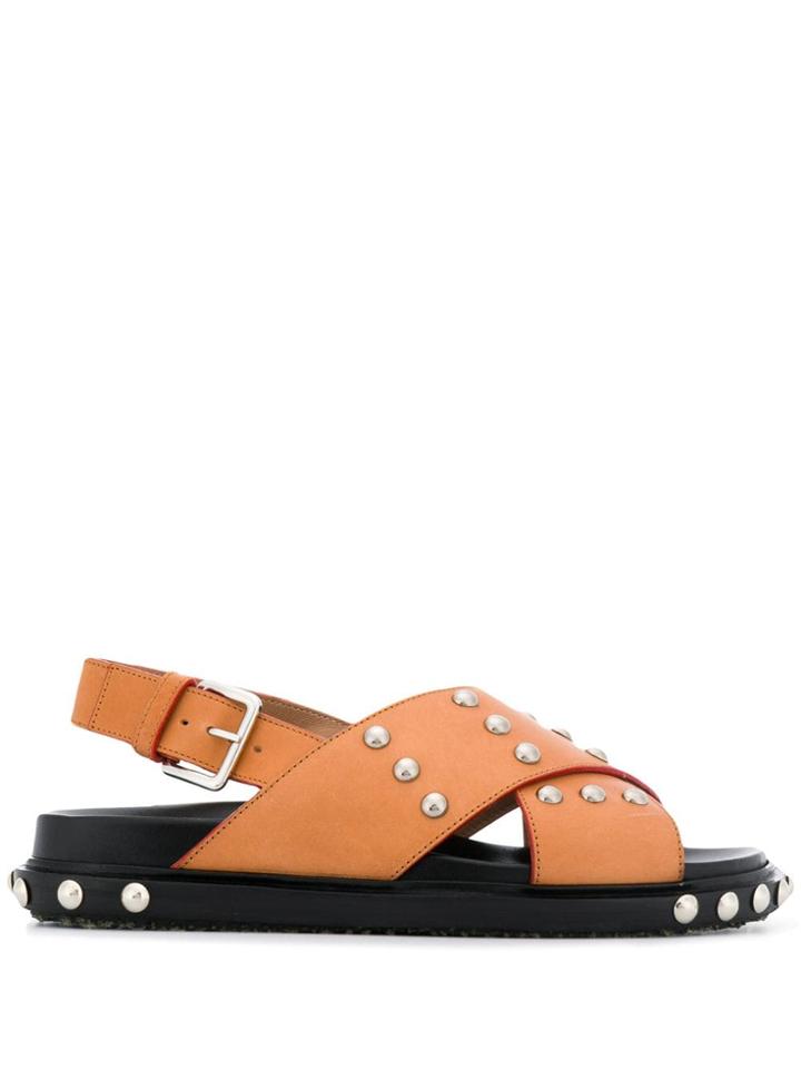 Marni Studded Cross Sandals - Neutrals