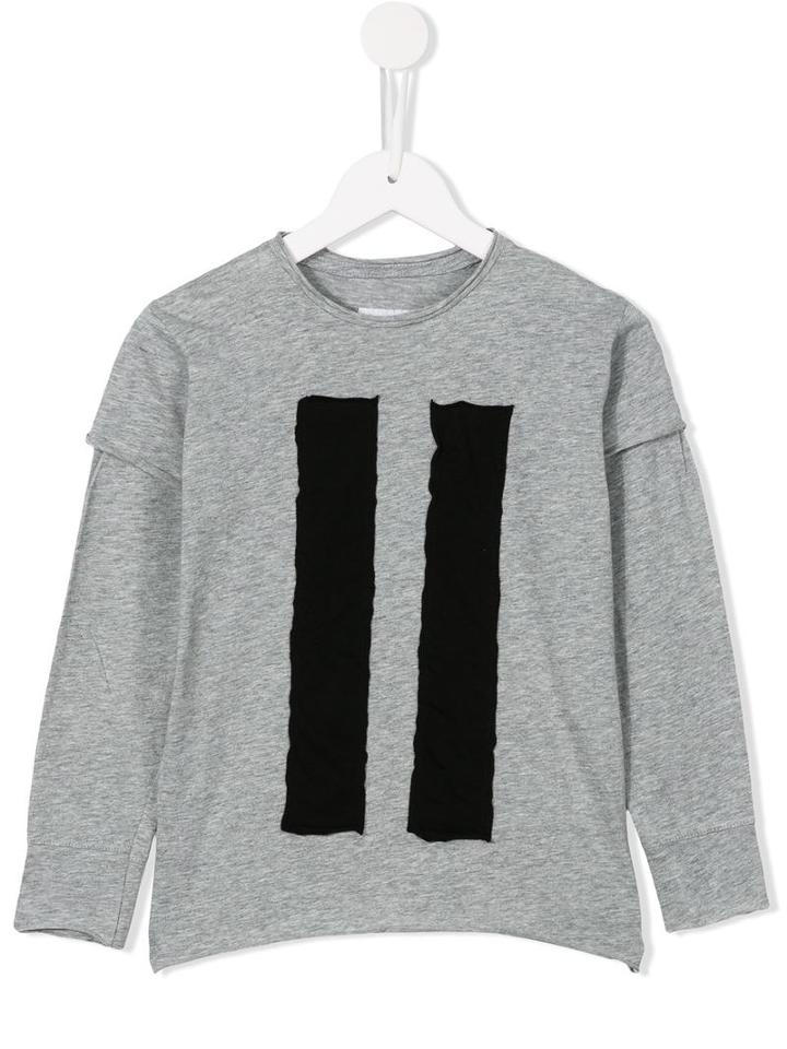 Nununu Appliqué Stripe T-shirt, Boy's, Size: 9 Yrs, Grey