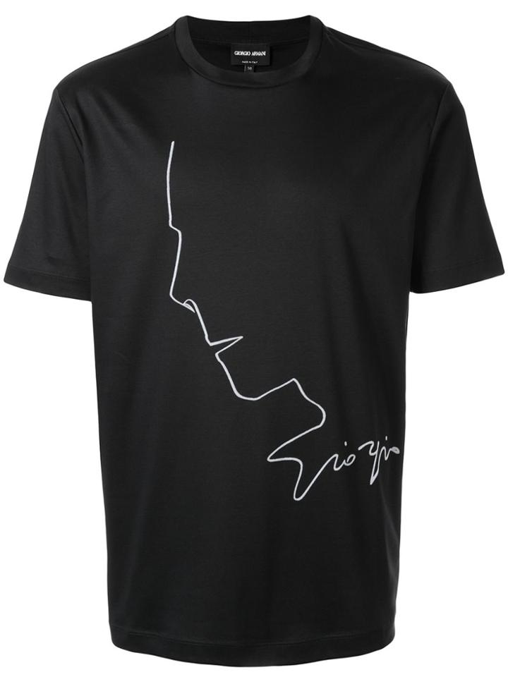 Giorgio Armani Profile Sketch Print T-shirt - Black
