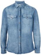 Brunello Cucinelli Chest Pockets Denim Shirt, Men's, Size: Large, Blue, Cotton