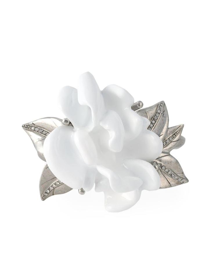 Oscar De La Renta Flower Bangle Bracelet