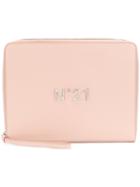 No21 - Logo Plaque Zipped Clutch - Women - Leather - One Size, Pink/purple, Leather